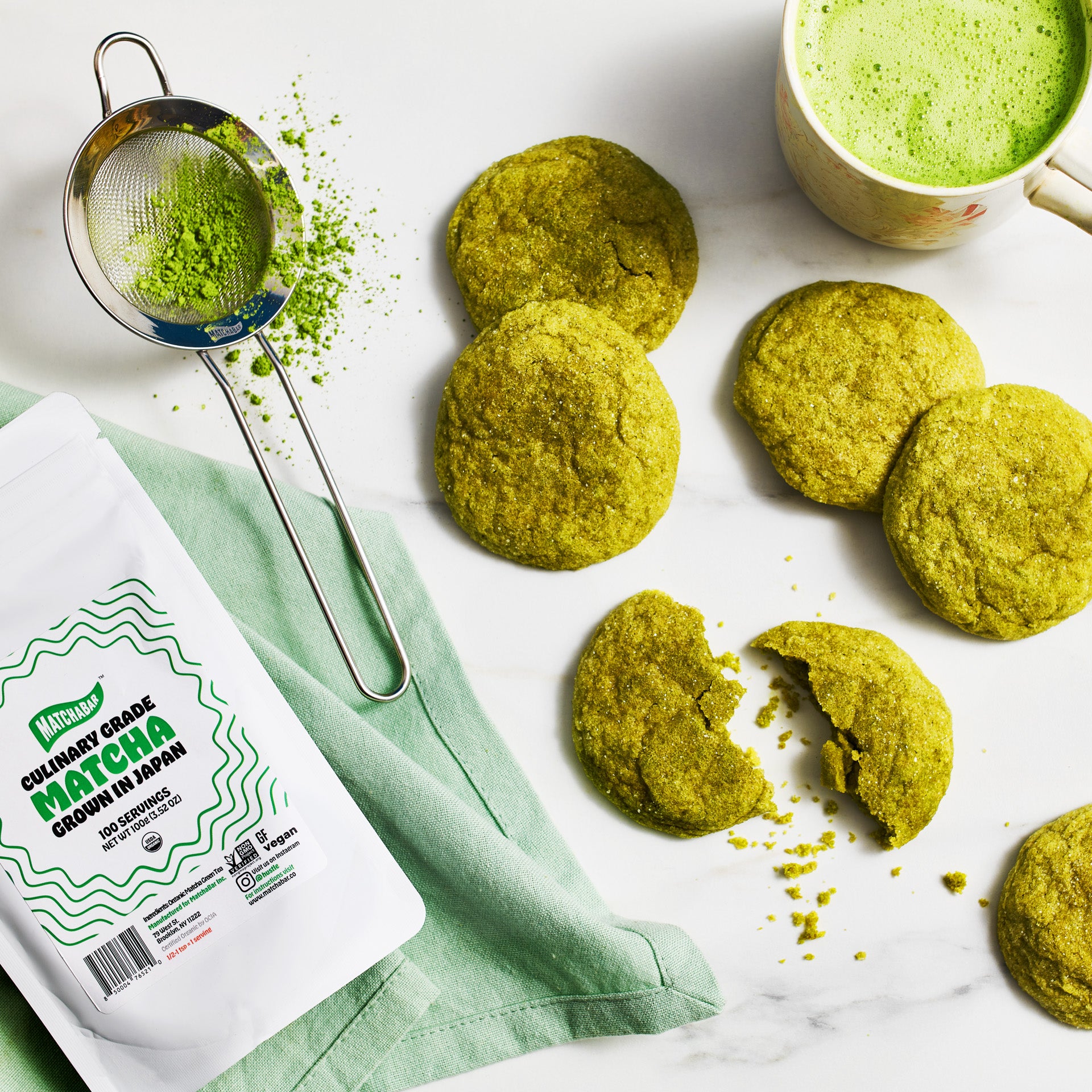 Vegan Matcha Sugar Cookies